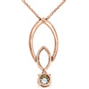 18K Rose Gold Round Cluster Diamond Teardrop Pendant Charm 0.35 CT.