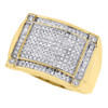 Diamond Pinky Fashion Ring 10K Yellow Gold Mens Round Cut Pave Wide Top 0.49 Ct.