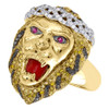 10K Yellow Gold 3D Lion Face Genuine Diamond Pinky Ring Statement Band 1.32 Ct.
