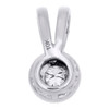 10K White Gold Round Diamond Mini Circle Pendant Fanuk Set Necklace 0.10 CT.