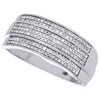 Diamond Wedding Band Men's 10K White Gold 3 Row Round Cut Pave Ring 0.36 CT.