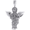 Diamond Mini 3D Angel Piece Pendant Fully Iced 10K White Gold 2" Charm 1 Ct.