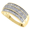 Diamond Wedding Band Men's 10K Yellow Gold 3 Row Round Cut Pave Ring 0.36 Tcw.