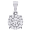 10K White Gold Diamond Circle Pendant Ladies Cluster Charm 1.50 CT.