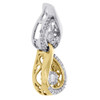 10K Two Tone Gold Dancing Diamond Double Teardrop Neckalce 0.17 CT.