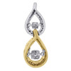 10K Two Tone Gold Dancing Diamond Double Teardrop Neckalce 0.17 CT.