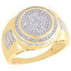 Mens 10K Yellow Gold Diamond Round Cluster Pinky Ring 16.5mm Pave Band 0.52 CT.