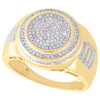 Mens 10K Yellow Gold Diamond Round Cluster Pinky Ring 16.5mm Pave Band 0.52 CT.