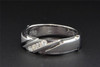 Diamond Wedding Band 10K White Gold Round Cut Mens Ring 0.16 Ct Brushed Finish