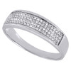 Diamond 4 Row Wedding Band Mens 10K White Gold Pave Engagement Ring 0.26 Tcw.