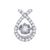 Dancing Diamond Teardrop Pendant Ladies 10K White Gold Round Cut Charm 0.21 Ct.