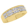 10K Yellow Gold 2 Row Round Diamond Milgrain Mens Wedding Band 6.5mm Ring 1/4 ct