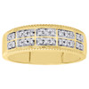 10K Yellow Gold 2 Row Round Diamond Milgrain Mens Wedding Band 6.5mm Ring 1/4 ct
