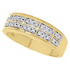 10K Yellow Gold 2 Row Round Diamond Milgrain Mens Wedding Band 6.5mm Ring 1/4 ct