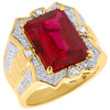 925 Sterling Silver Genuine Diamond Pinky Ring Emerald Cut Ruby Gemstone 0.40 Ct