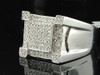 Diamond Pinky Ring 10K White Gold Round Cut Pave Square Fashion Band 0.33 Ct.