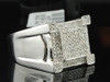 Diamond Pinky Ring 10K White Gold Round Cut Pave Square Fashion Band 0.33 Ct.