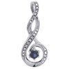 Diamond Pendant Charm 925 Sterling Silver Created Blue Sapphire w/ Chain 0.28 Ct