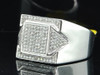 10K Mens White Gold Pave Diamond Pinky Ring Engagement Square Fashion Band .35ct