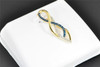 Infinity Blue Diamond Pendant Double Twist Design 10K Yellow Gold 0.10 CT Charm