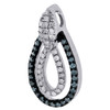 Blue Diamond Teardrop Pendant Ladies 10k White Gold Round Dangle Charm 0.22 Tcw.