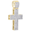 10K Yellow Gold Round & Princess Diamond Cross Pendant 1.45" Flat Charm 1 ct.