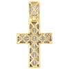 10K Yellow Gold Round & Princess Diamond Cross Pendant 1.45" Flat Charm 1 ct.