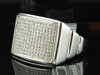 Diamond Pinky Ring Mens 10k White Gold Designer Statement Pave Band 0.42 Ct.