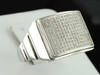 Diamond Pinky Ring Mens 10k White Gold Designer Statement Pave Band 0.42 Ct.