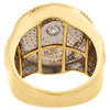 10K Yellow Gold Real Diamond Round Frame Iced Step Shank Men's Pinky Ring 1 CT.