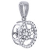 Dancing Diamond Oval Halo Pendant Ladies 10K White Gold Round Charm 0.15 Ct.