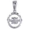 Dancing Diamond Oval Halo Pendant Ladies 10K White Gold Round Charm 0.15 Ct.