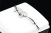 Ladies 10K White Gold Blue & White Diamond Designer Swirl Pendant Charm .40 Ct.
