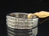 Mens 10K White Gold 3 Row Round Cut Diamond Ring Engagement Wedding Band 0.95 ct