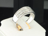 Mens 10K White Gold 3 Row Round Cut Diamond Ring Engagement Wedding Band 0.95 ct