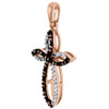 Red Diamond Cross Pendant Ladies 10k Rose Gold Charm Necklace 0.10 CT.