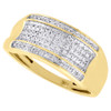 Diamond Wedding Band Mens 10K Yellow Gold Round Cut Pave Fashion Ring 0.14 Ct.