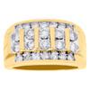 10K Yellow Gold Channel Set Diamond Wedding Band Mens 14mm Fancy Pinky Ring 2 CT