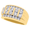 10K Yellow Gold Channel Set Diamond Wedding Band Mens 14mm Fancy Pinky Ring 2 CT