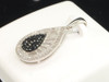Black Diamond Teardrop Pendant Ladies 10K White Gold Round Pave Charm 0.25 Tcw.
