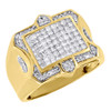 10K Yellow Gold Mens Princess Cut Diamond Statement Domed Pinky Ring 1.15 Ct.