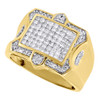 10K Yellow Gold Mens Princess Cut Diamond Statement Domed Pinky Ring 1.15 Ct.