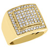 10K Yellow Gold Genuine Diamond Pinky Ring Mens Square Tier Domed Band 1.25 ct