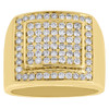 10K Yellow Gold Genuine Diamond Pinky Ring Mens Square Tier Domed Band 1.25 ct