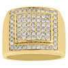 10K Yellow Gold Genuine Diamond Pinky Ring Mens Square Tier Domed Band 1.25 ct