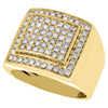 10K Yellow Gold Genuine Diamond Pinky Ring Mens Square Tier Domed Band 1.25 ct