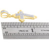 10K Yellow Gold Diamond Cross Dome Puff Pendant 1.15" Mini Pave Charm 0.14 CT.