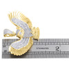 10K Yellow Gold Real Diamond Owl Pendant Flying Wings 1.25" Bird Charm 0.74 CT.