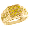 10K Yellow Gold Yellow Diamond Dome Step Shank Pinky Ring Fancy Band 0.49 CT.