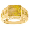 10K Yellow Gold Yellow Diamond Dome Step Shank Pinky Ring Fancy Band 0.49 CT.